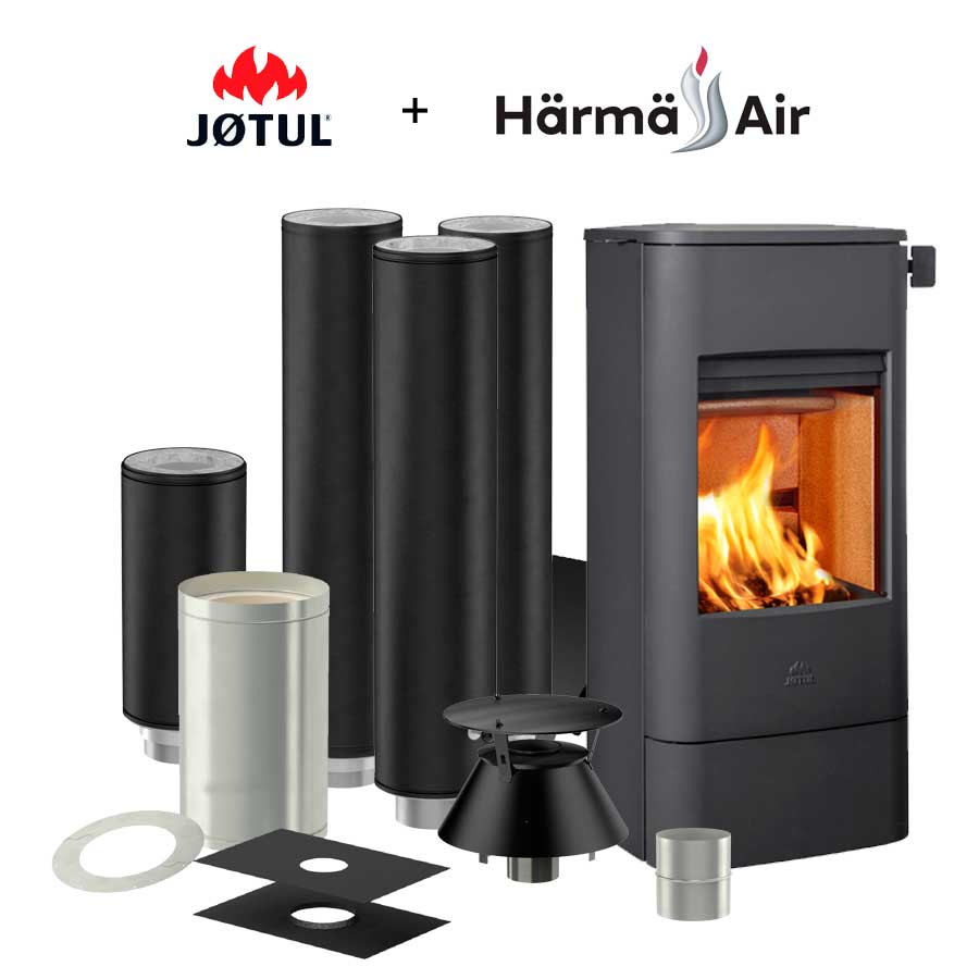 JØTUL F 232 + Härmä-Air korvausilmahormi - Takka + piippu paketti JØTUL F 232 + Härmä-Air korvausilmahormi - Takka + piippu paketti